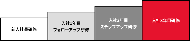 新人社員研修 入社1年目フォローアップ研修 入社2年目ステップアップ研修 入社3年目研修